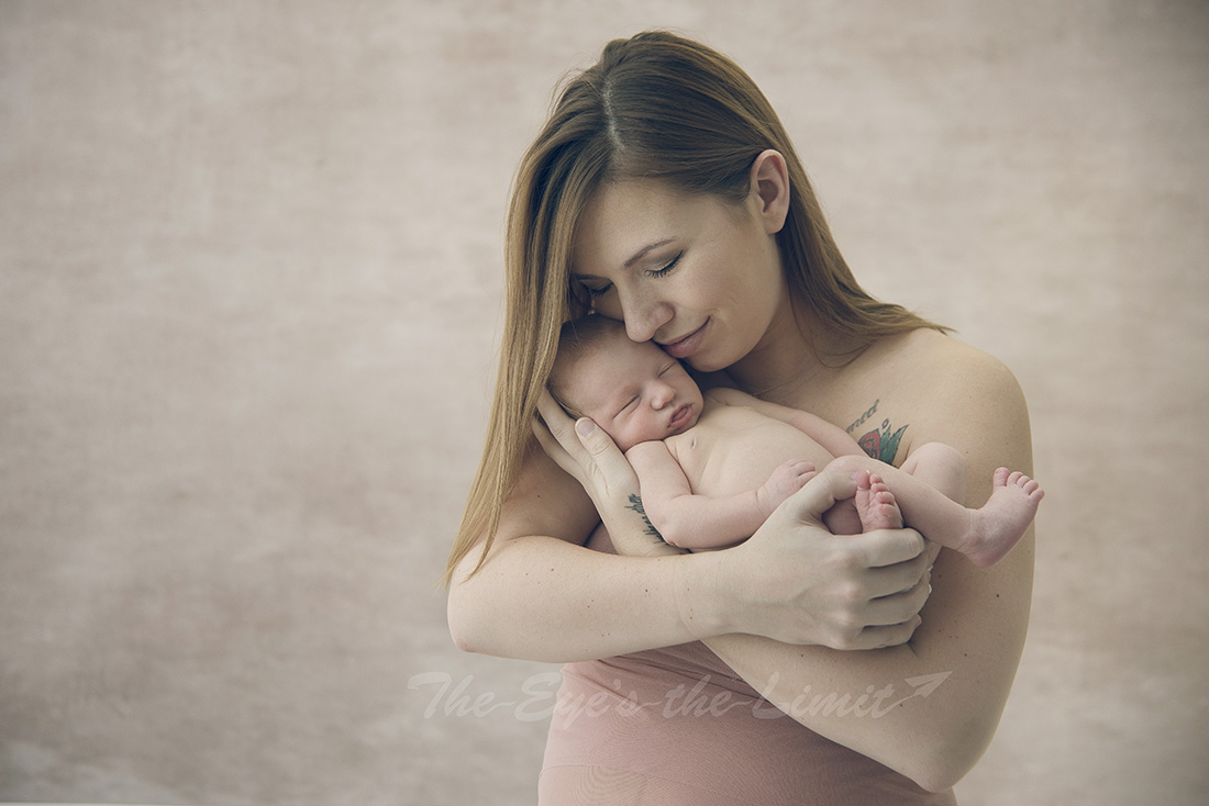 fine art style mom and newborn baby